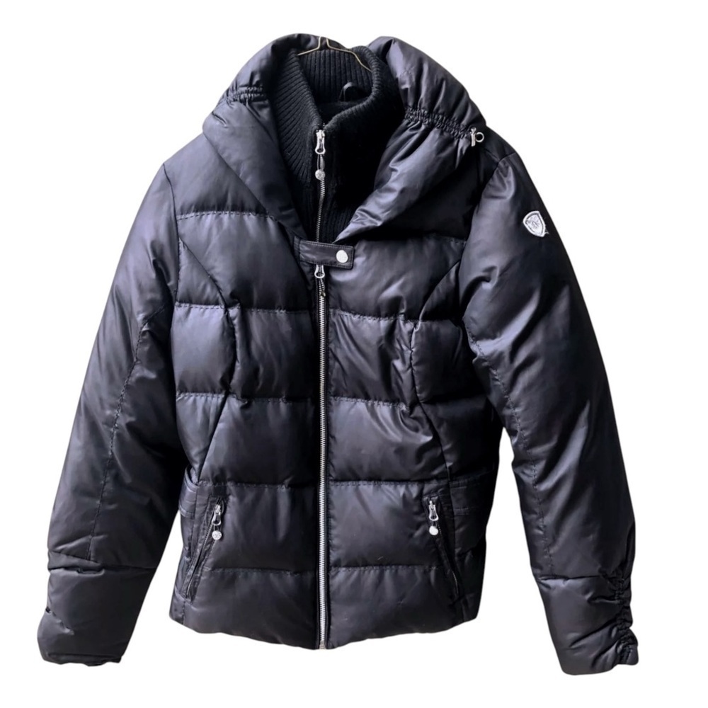 Eddie Bauer Womens Ski Jacket Coat Black Puffer Goose Down Zip Pockets Size L
